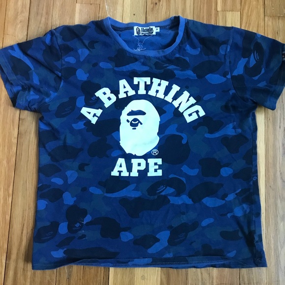Bape Shirts Navy Blue Camo Bape Tshirt Poshmark Bape Shirts Navy Blue Camo Bape Tshirt Poshmark